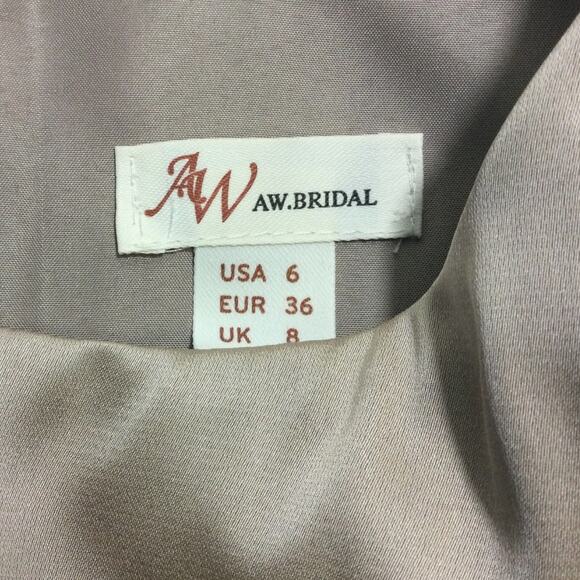 FORMAL PARTY SZ 6 S taupe pink satin wedding guest bridesmaid dress NEW b19 - Picture 5 of 8